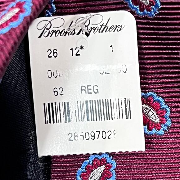 Vintage Brooks Brothers Neck Tie Burgundy Floral Repp Silk Classic Preppy USA - Picture 7 of 9
